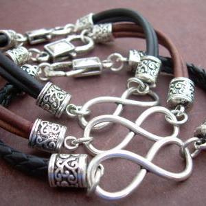 Infinity Bracelet, Leather Bracelet, Mens..