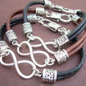 Infinity Bracelet, Leather Bracelet, Mens..