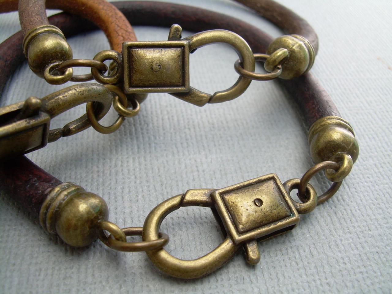 Mens Leather Bracelet With Lobster Clasp, Mens Bracelet, Mens Jewelry, Mens Gift, Leather