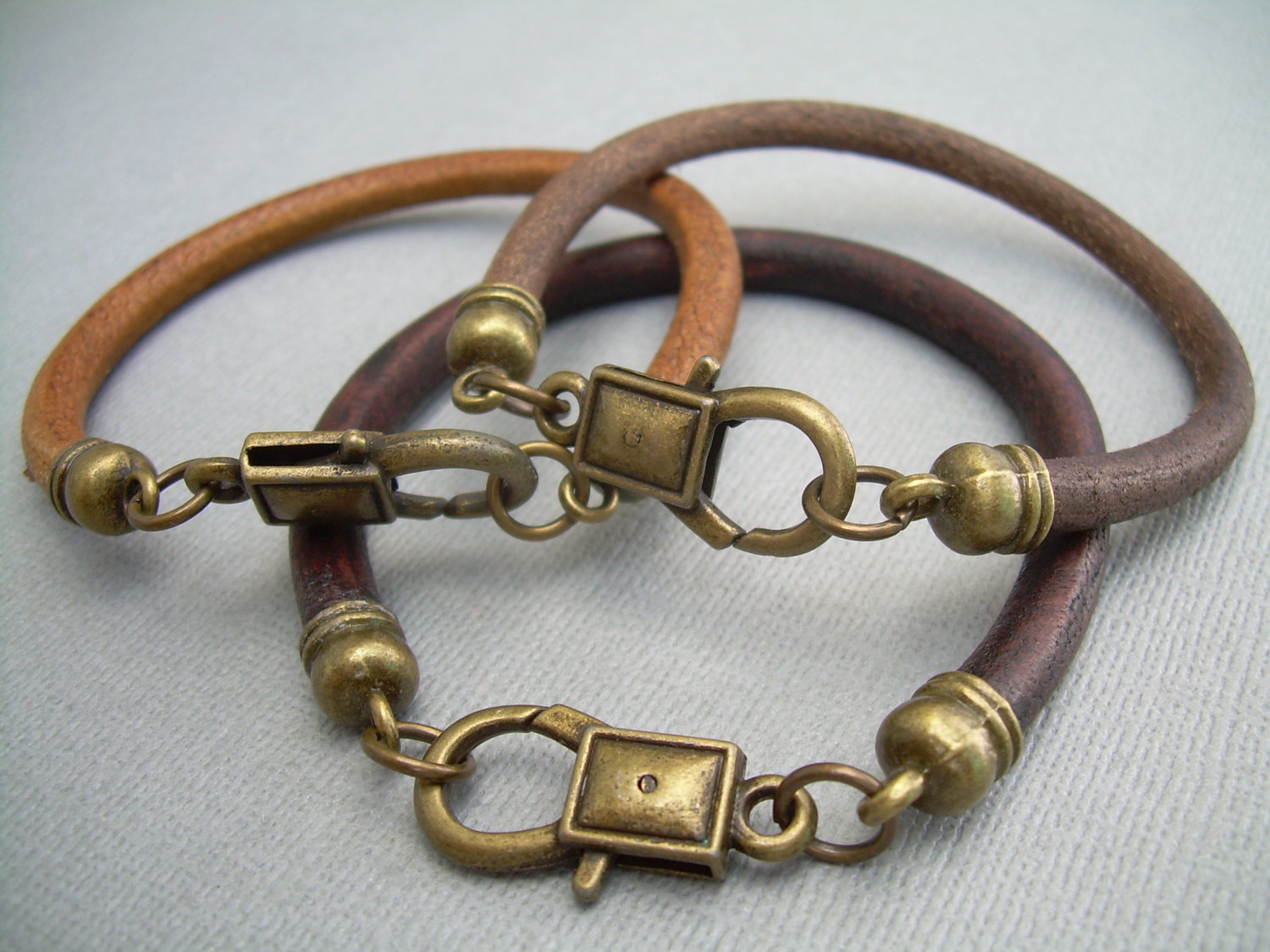 Mens Leather Bracelet With Lobster Clasp, Mens Bracelet, Mens Jewelry