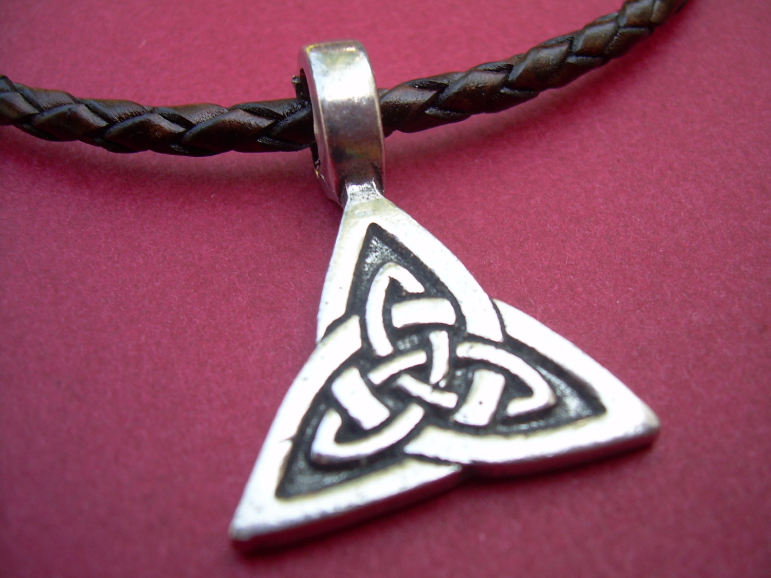 Leather Necklace, Celtic Triangle, Mens Necklace, Mens Jewelry, Mens ...
