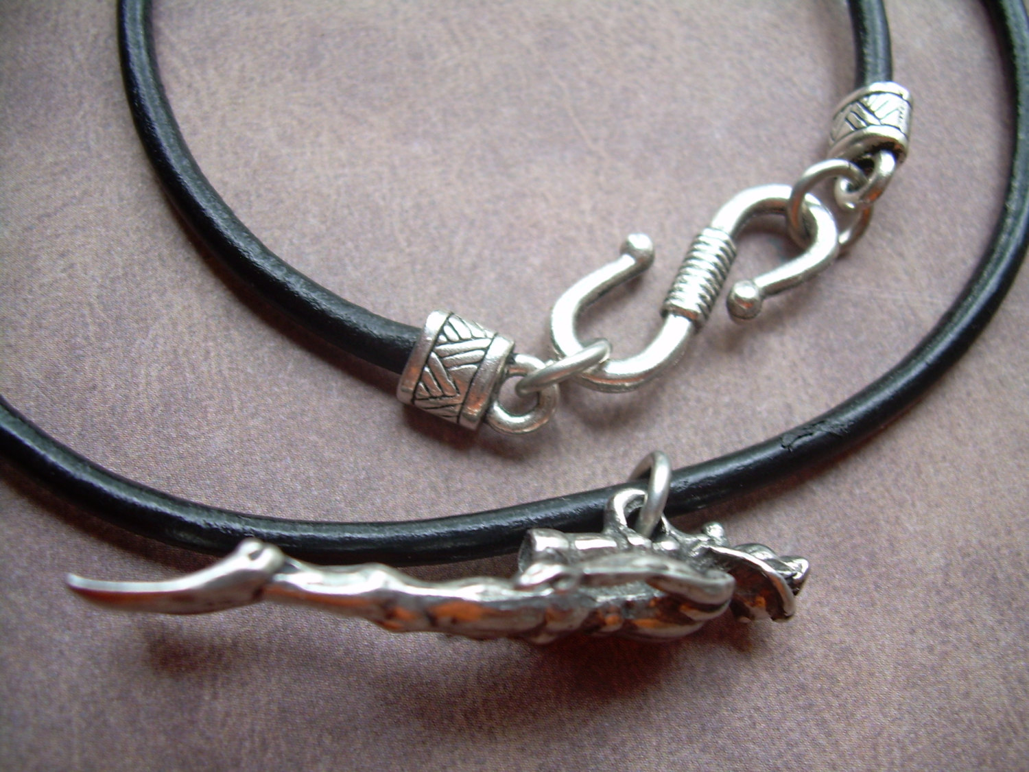 Leather Necklace, Scuba Diver Pendant, Mens Necklace, Mens Jewelry